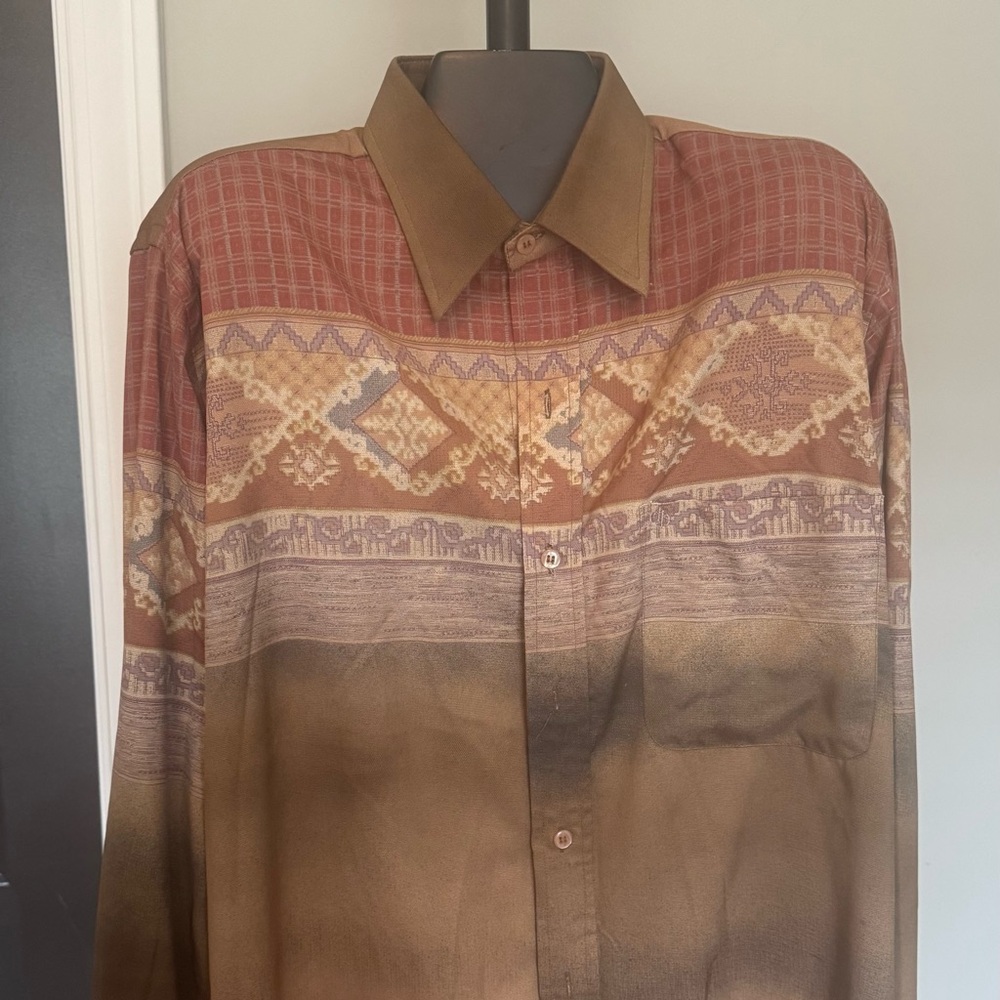 Vintage Double Bull Men’s Western Shirt Milan London Paris Tag says size 42